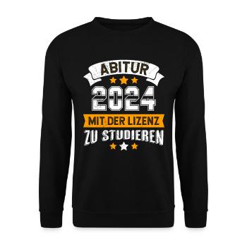 Abitur 2024 Abi With the license to study - Unisex Sweatshirt - black - Front - Alina (178cm) & Michal (187cm)