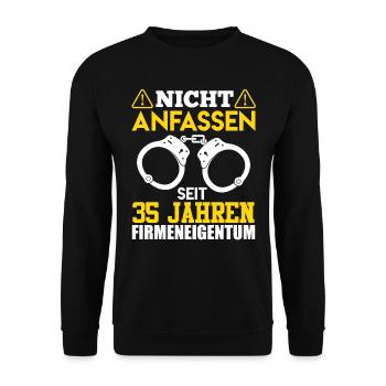 35 years of company ownership DO NOT TOUCH Colleague - Unisex Sweatshirt - black - Front - Alina (178cm) & Michal (187cm)