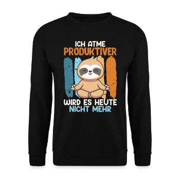 Lazy Employee I Productive Colleague - Unisex Sweatshirt - black - Front - Alina (178cm) & Michal (187cm)
