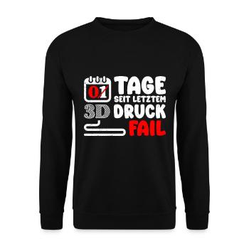 Nerd 3D Printing 0 jours depuis le dernier échec de l'impression 3D - Sweat-shirt Unisexe - noir - Devant - Alina (178cm) & Michal (187cm)
