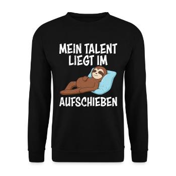 Lazy Colleagues My Talent Lies in Procrastination - Unisex Sweatshirt - black - Front - Alina (178cm) & Michal (187cm)