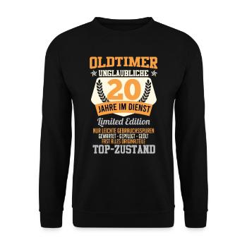 Oldtimer 20 Jahre im Dienst Top Zustand Jubiläum - Unisex Pullover - Schwarz - Vorne - Alina (178cm) & Michal (187cm)