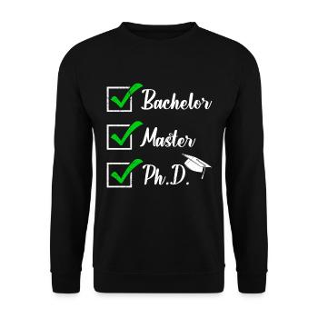 Thèse de doctorat réussie Bachelor Master Dr. - Sweat-shirt Unisexe - noir - Devant - Alina (178cm) & Michal (187cm)