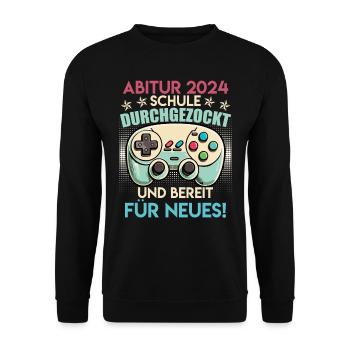 Abitur 2024 Abi School Gambled High School Graduate - Unisex Sweatshirt - black - Front - Alina (178cm) & Michal (187cm)