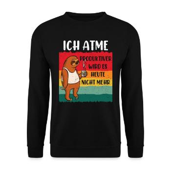 Employés paresseux Je respire Il n’y a pas plus productif que ça - Sweat-shirt Unisexe - noir - Devant - Alina (178cm) & Michal (187cm)