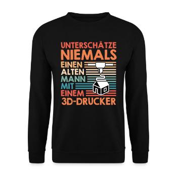 L’impression 3D Ne sous-estimez jamais un vieil homme avec - Sweat-shirt Unisexe - noir - Devant - Alina (178cm) & Michal (187cm)