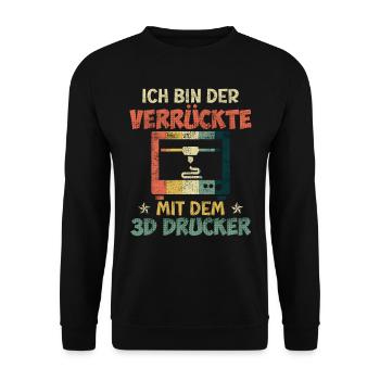 Impression 3D Je suis le fou avec l’imprimante 3D - Sweat-shirt Unisexe - noir - Devant - Alina (178cm) & Michal (187cm)