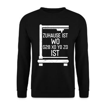 GCode Home est l'endroit où X0 Y0 20 est drôle - Sweat-shirt Unisexe - noir - Devant - Alina (178cm) & Michal (187cm)