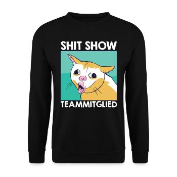 Mitarbeiter Verrückt Shit Show Teammitglied - Unisex Pullover - Schwarz - Vorne - Alina (178cm) & Michal (187cm)