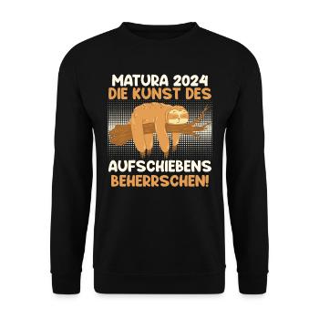 Matura 2024 Kunst des Aufschiebens Beherrschen - Unisex Pullover - Schwarz - Vorne - Alina (178cm) & Michal (187cm)