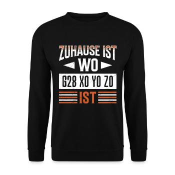 GCode Home est l'endroit où X0 Y0 20 est drôle - Sweat-shirt Unisexe - noir - Devant - Alina (178cm) & Michal (187cm)