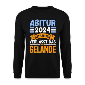Abi 2024 Abitur A Legend Leaves the Grounds - Unisex Sweatshirt - black - Front - Alina (178cm) & Michal (187cm)