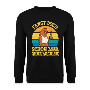 Mitarbeiter Faul Fangt Schon Mal Ohne Mich An - Unisex Pullover - Schwarz - Vorne - Alina (178cm) & Michal (187cm)