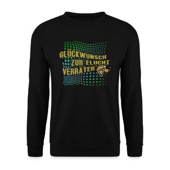 Glückwunsch zur Flucht Verräter Lustiges - Unisex Pullover - Schwarz - Vorne - Alina (178cm) & Michal (187cm)