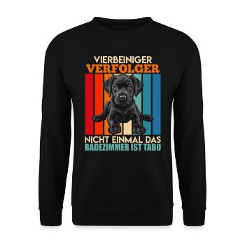 Labrador Lustig VIERBEINER VERFOLGER Treuer - Unisex Pullover - Schwarz - Vorne - Alina (178cm) & Michal (187cm)