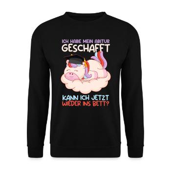 Abiturient Habe Mein Abitur Geschafft Abschluss - Unisex Pullover - Schwarz - Vorne - Alina (178cm) & Michal (187cm)