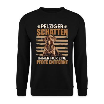 Labrador Herrchen PELZIGER SCHATTEN Labrador - Unisex Pullover - Schwarz - Vorne - Alina (178cm) & Michal (187cm)