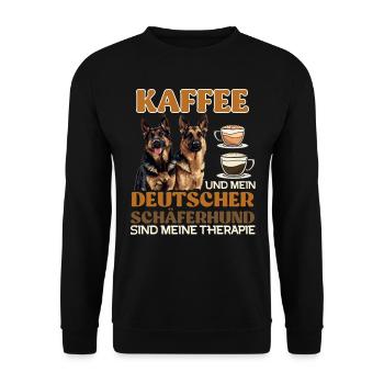 Schäferhund Besitzer KAFFEE UND MEIN DEUTSCHER - Unisex Pullover - Schwarz - Vorne - Alina (178cm) & Michal (187cm)