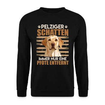 Labrador Herrchen PELZIGER SCHATTEN Labrador - Unisex Pullover - Schwarz - Vorne - Alina (178cm) & Michal (187cm)
