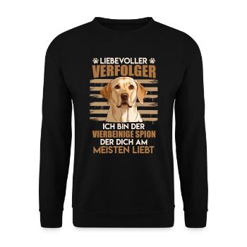 Labrador LIEBEVOLLER VERFOLGER Labrador - Unisex Pullover - Schwarz - Vorne - Alina (178cm) & Michal (187cm)