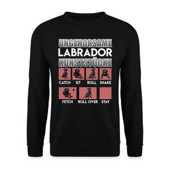 Labrador Besitzer UNGEHORSAME LABRADOR - Unisex Pullover - Schwarz - Vorne - Alina (178cm) & Michal (187cm)