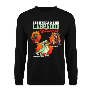Labrador Fan DIE ENTWICKLUNG EINES LABRADOR - Unisex Pullover - Schwarz - Vorne - Alina (178cm) & Michal (187cm)