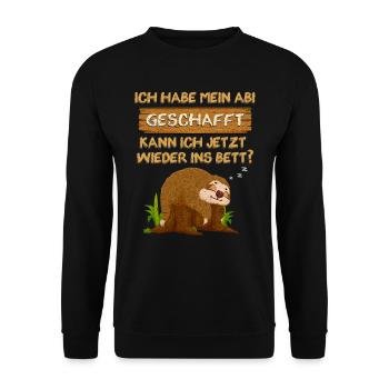 Abitur Habe Abi Geschafft Kann Ich Wieder ins Bett - Unisex Pullover - Schwarz - Vorne - Alina (178cm) & Michal (187cm)