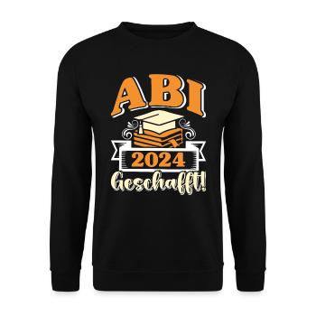 Abi 2024 Geschafft! Abiturienten Abschluss Lustig - Unisex Pullover - Schwarz - Vorne - Alina (178cm) & Michal (187cm)