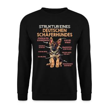 Hundehalter STRUKTUR EINES DEUTSCHEN SCHÄFERHUNDES - Unisex Pullover - Schwarz - Vorne - Alina (178cm) & Michal (187cm)