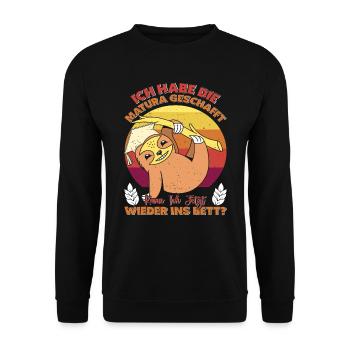 Maturanten Habe die Matura Geschafft Lustiges - Unisex Pullover - Schwarz - Vorne - Alina (178cm) & Michal (187cm)