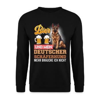 BIER UND MEIN DEUTSCHER SCHÄFERHUND Lustiges - Unisex Pullover - Schwarz - Vorne - Alina (178cm) & Michal (187cm)