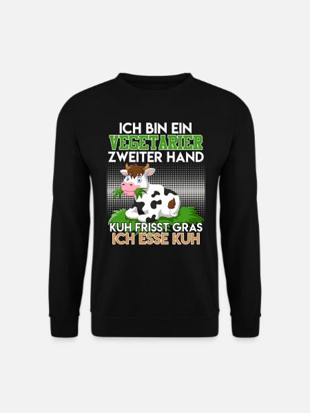 VEGETARIER ZWEITER HAND KUH FRISST GRAS ICH FRESSE - Unisex Pullover - Schwarz