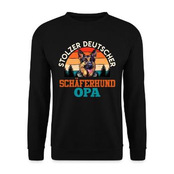 Schäferhund STOLZER DEUTSCHER SCHÄFERHUND OPA - Unisex Pullover - Schwarz - Vorne - Alina (178cm) & Michal (187cm)