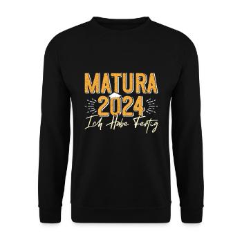 Matura 2024 Ich Habe Fertig Abschluss Lustiges - Unisex Pullover - Schwarz - Vorne - Alina (178cm) & Michal (187cm)