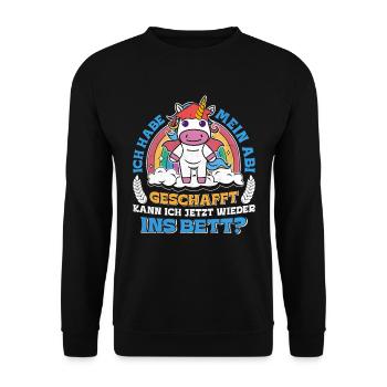 Abiturient Habe Mein Abi Geschafft Abschluss - Unisex Pullover - Schwarz - Vorne - Alina (178cm) & Michal (187cm)