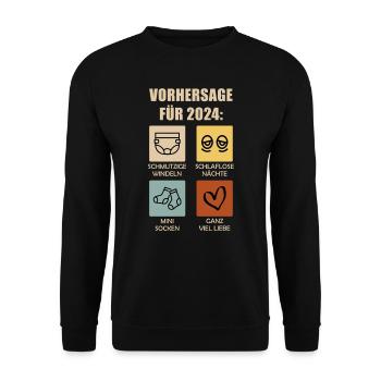 Werdende Eltern 2024 Vorhersage 2024 - Unisex Pullover - Schwarz - Vorne - Alina (178cm) & Michal (187cm)