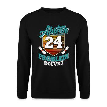 Abitur 2024 Problem Solved Abiturienten Lustiges - Unisex Pullover - Schwarz - Vorne - Alina (178cm) & Michal (187cm)
