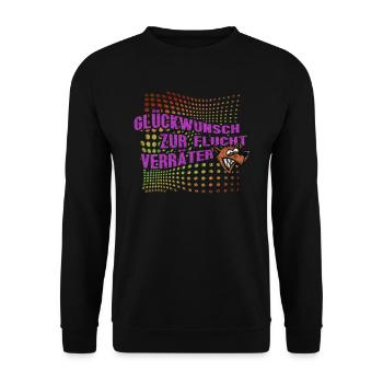 Glückwunsch zur Flucht Verräter Lustiges - Unisex Pullover - Schwarz - Vorne - Alina (178cm) & Michal (187cm)