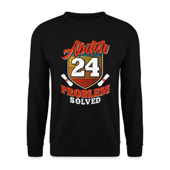 Abitur 2024 Problem Solved Abiturienten Lustiges - Unisex Pullover - Schwarz - Vorne - Alina (178cm) & Michal (187cm)