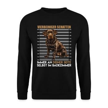 Labrador Besitzer VIERBEINIGER SCHATTEN Lustiges - Unisex Pullover - Schwarz - Vorne - Alina (178cm) & Michal (187cm)