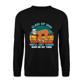 Abiturienten Class of 2024 We'll Get There Lustig - Unisex Pullover - Schwarz - Vorne - Alina (178cm) & Michal (187cm)