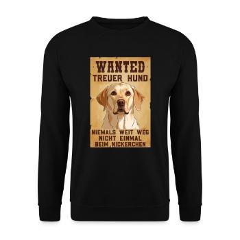 Labrador Besitzer WANTED Labrador Lustiges - Unisex Pullover - Schwarz - Vorne - Alina (178cm) & Michal (187cm)