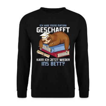 Maturant Habe meine Matura Geschafft Abschluss - Unisex Pullover - Schwarz - Vorne - Alina (178cm) & Michal (187cm)