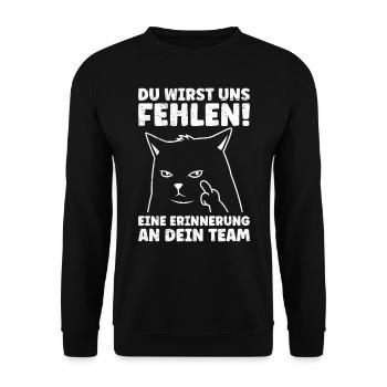 Letzter Arbeitstag Du Wirst uns Fehlen Abschied - Unisex Pullover - Schwarz - Vorne - Alina (178cm) & Michal (187cm)