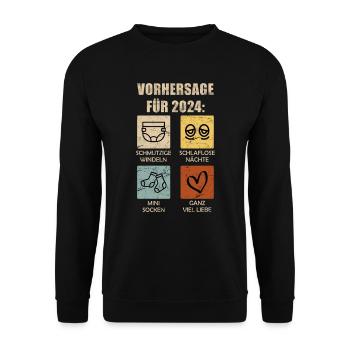 Werdende Eltern 2024 Vorhersage 2024 - Unisex Pullover - Schwarz - Vorne - Alina (178cm) & Michal (187cm)