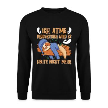 Fauler Kollege Ich Atme Produktiver wird es Nicht - Unisex Pullover - Schwarz - Vorne - Alina (178cm) & Michal (187cm)