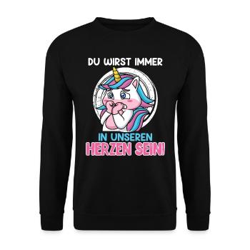 Abschiedsparty Du Wirst Immer in Unseren Herzen - Unisex Pullover - Schwarz - Vorne - Alina (178cm) & Michal (187cm)