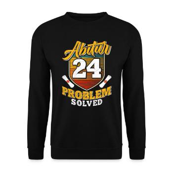 Abitur 2024 Problem Solved Abiturienten Lustiges - Unisex Pullover - Schwarz - Vorne - Alina (178cm) & Michal (187cm)