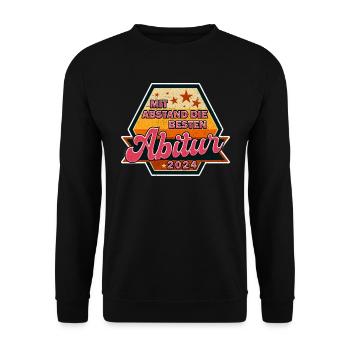 Abitur 2024 Mit Abstand die BESTEN ABI - Unisex Pullover - Schwarz - Vorne - Alina (178cm) & Michal (187cm)
