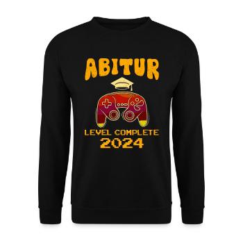Abitur 2024 LEVEL COMPLETE Abiturienten Abschluss - Unisex Pullover - Schwarz - Vorne - Alina (178cm) & Michal (187cm)